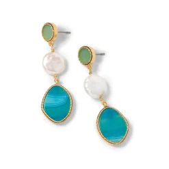 The Met Store Earrings*Ancient Mixed Motifs Glass Triple-Drop Earrings