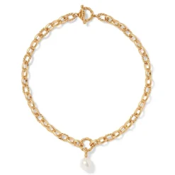 The Met Store Jewelry Sets*Cypriot Twist Pearl Chain Pendant Necklace and Triple-Hoop Earrings Set