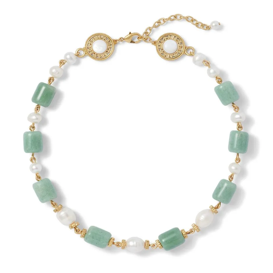 The Met Store Jewelry Sets*Karavas Gems Large-Bead Aventurine and Pearl Necklace and Drop Earrings Set