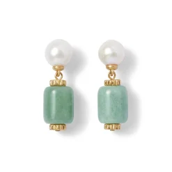 The Met Store Jewelry Sets*Karavas Gems Large-Bead Aventurine and Pearl Necklace and Drop Earrings Set