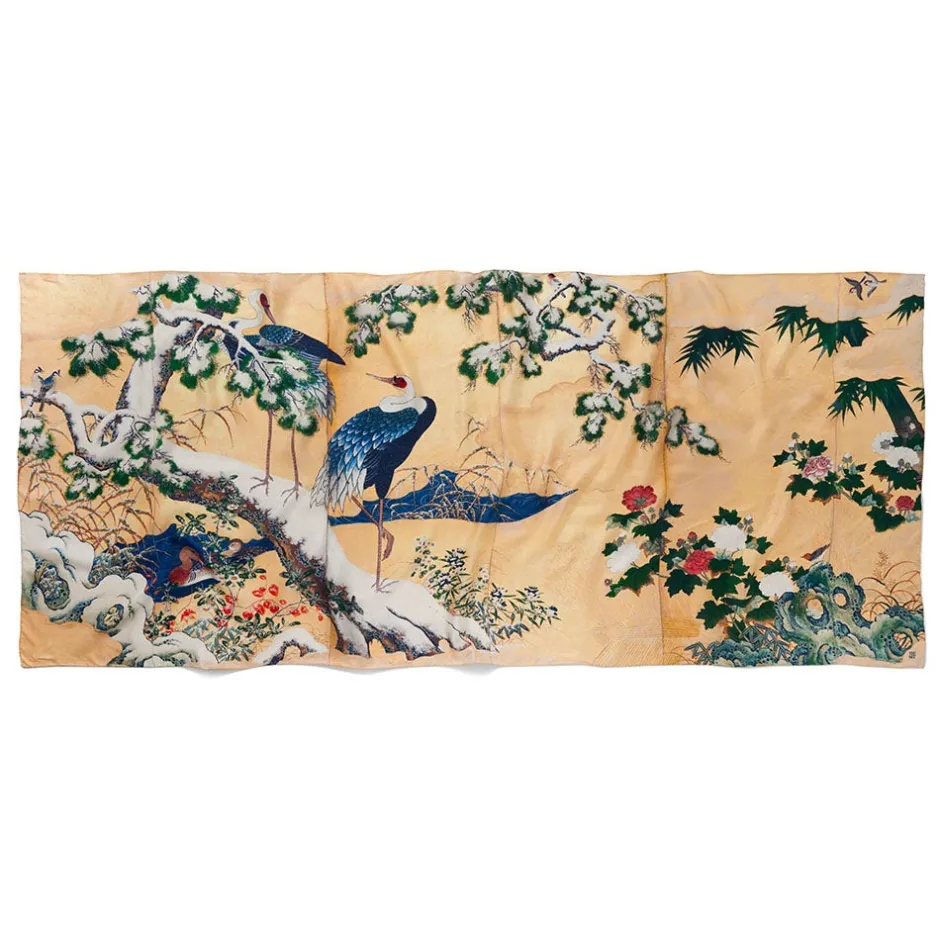 The Met Store Scarves & Wraps*Momoyama Cranes and Flowers Oversize Silk Shawl
