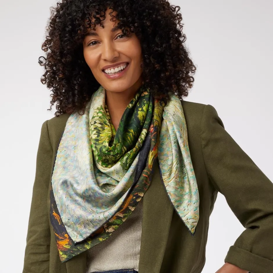 The Met Store Scarves & Wraps*Van Gogh Stylized Nature Double-Sided Square Silk Scarf