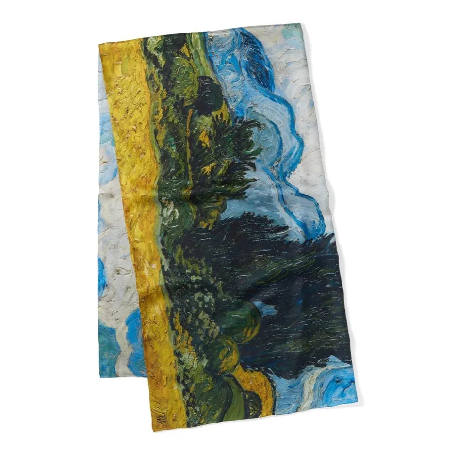 The Met Store Scarves & Wraps*Van Gogh Wheat Field with Cypresses Oversize Oblong Silk Scarf