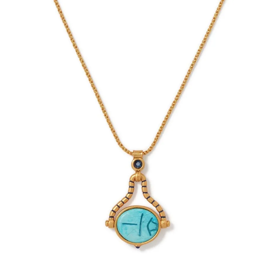 The Met Store Necklaces*Wedjat Eye Scarab Spinning Pendant Necklace